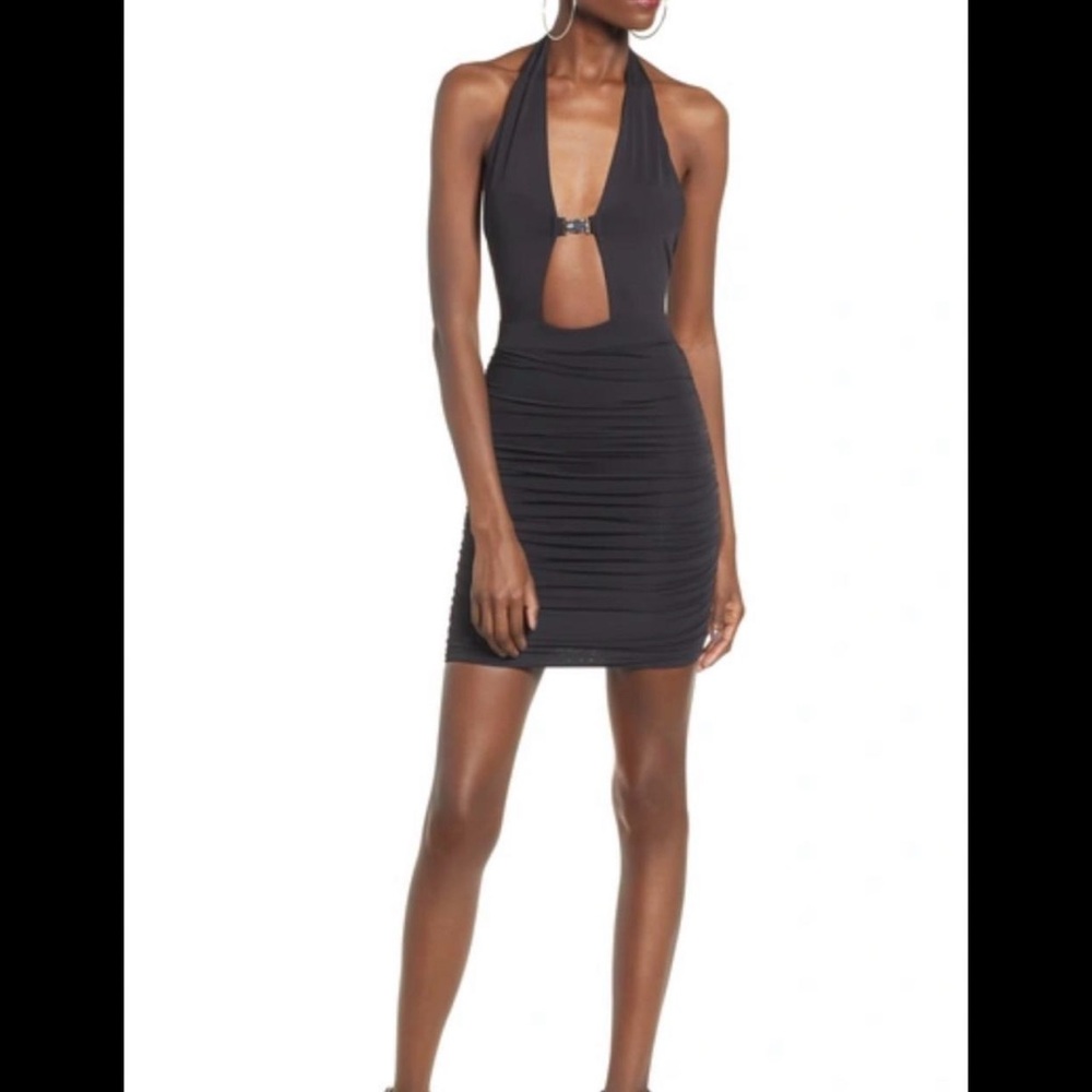 Tiger Mist Black Backless Halter Dress